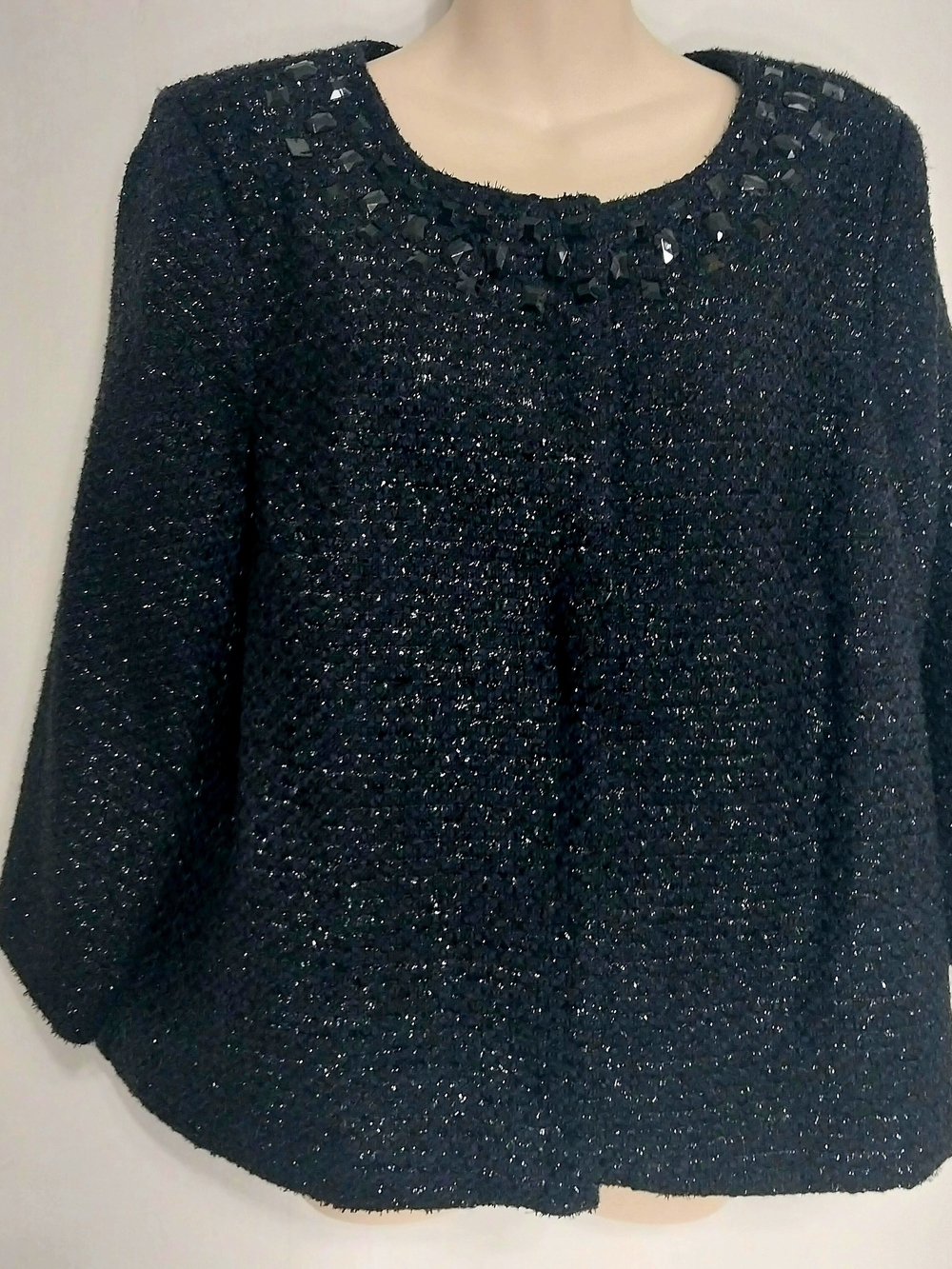 🔵BOGO FREE🔵 Notations Formal Jacket Blazer Sparkly w Beading Sz XL